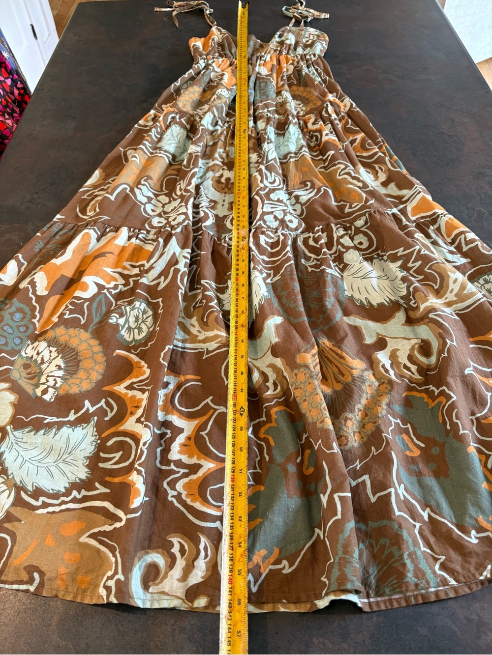 Sleeveless Brown Floral Tiered Maxi Dress Small - Picture 3 of 10